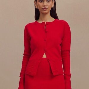 Meshki Red Genevieve Oversized Knit Cardigan